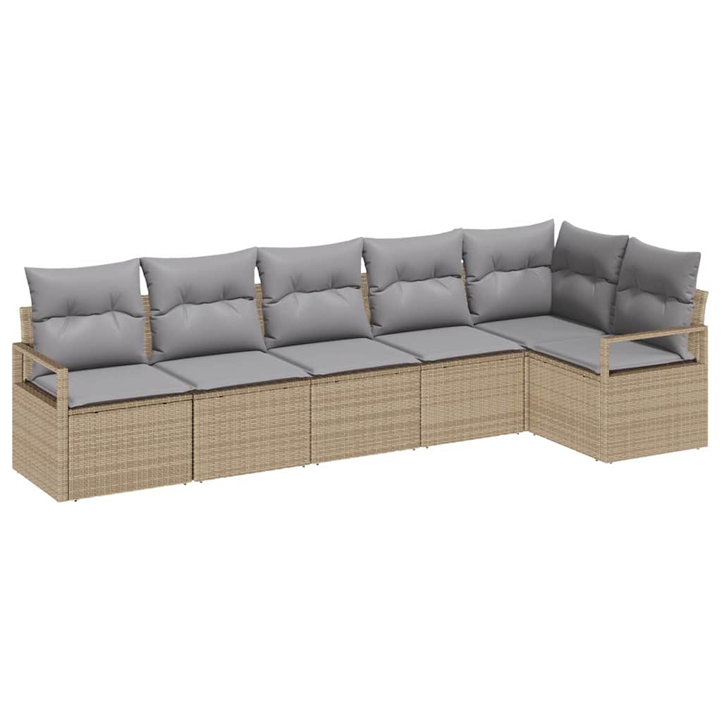 Garten-Sofa-Set mit Kissen 6 pcs Beige und Hellgrau